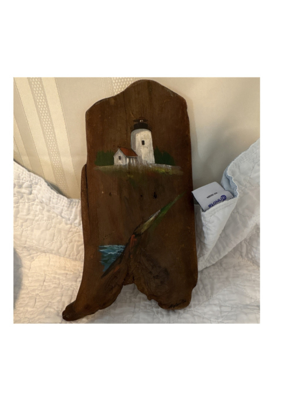 Handmade Hand Painted Nautical Lighthouse Wood Plaque Wall Decor